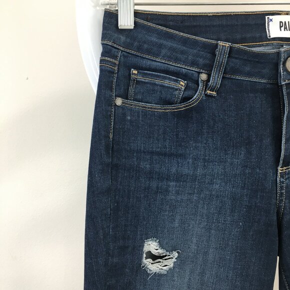 PAIGE Logo Hardware 5Pocket Hallie Destroyed Wash Verdugo Ankle Distressed Jeans - Picture 6 of 12